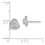 14k White Gold 3mm Round April/White Topaz Triangle Post Earrings - Image 4