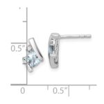 10k White Gold Cushion Aquamarine and Diamond Earrings - Image 4