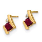 10k Yellow Gold Cushion Cr. Ruby and Diamond Earrings - Image 2