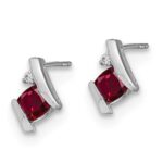 Sterling Silver Antique Cushion Cr. Ruby and Diamond Earrings - Image 2