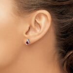 14k White Gold 4mm Cushion July/Lab Created Ruby and Diamond Post Earrings - Image 3