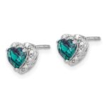Sterling Silver Rhodium-plated Created Alexandrite/Diamond Earrings - Image 2