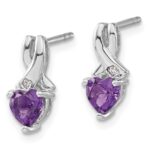Sterling Silver Rhodium-plated Amethyst and Diamond Earrings - Image 2