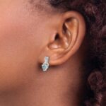 Sterling Silver Rhodium-plated Aquamarine and Diamond Earrings - Image 3