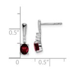 14k White Gold 5x3 Oval January/Garnet and Diamond Dangle Post Earrings - Image 4
