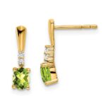 14K 5x3 Oval August/Peridot and Diamond Dangle Post Earrings