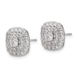 14k White Gold 1 1/2 carat Lab Grown Diamond VS/SI+ G+ Double Halo Post Earrings - Image 2