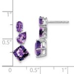 14k White Gold Amethyst Dangle Earrings - Image 4