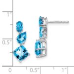 14k White Gold Blue Topaz Dangle Earrings - Image 4