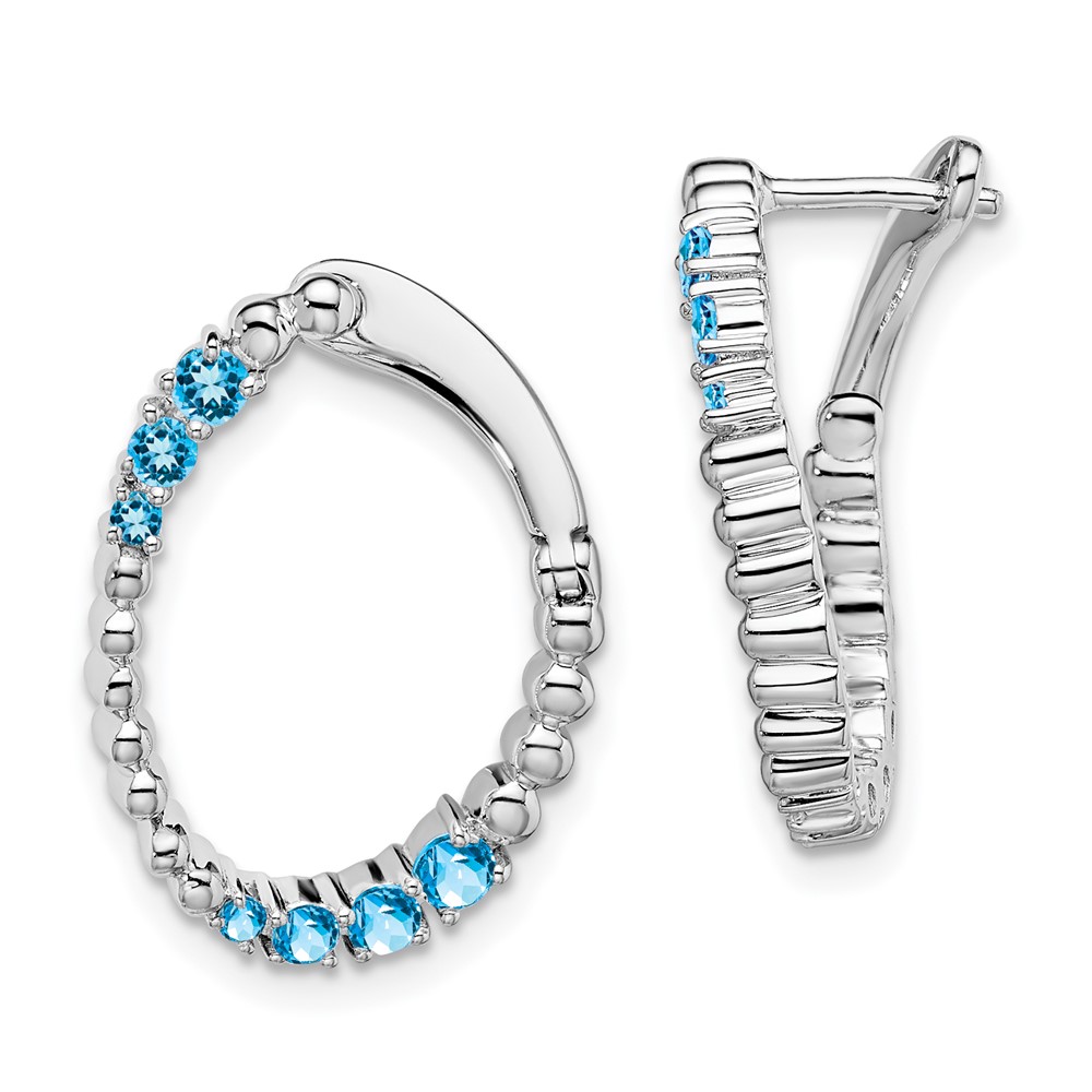 EM7460-BT-W.jpg 14k White Gold Blue Topaz Oval Hoop Earrings - Image 1