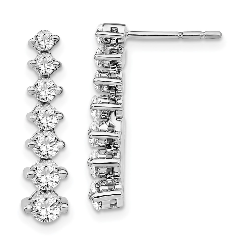 EM7946-150-WAA.jpg 14k White Gold 1 1/2 carat Lab Grown Diamond VS/SI+ G+ Complete Graduating Drop Post Earrings - Image 1