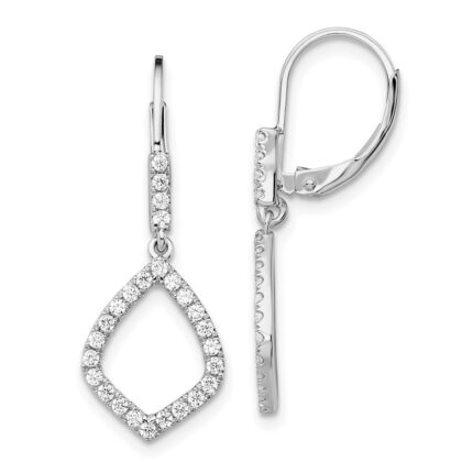 14k White Gold 1/2 carat Lab Grown Diamond VS/SI+ G+ Complete Fashion Dangle Leverback Earrings