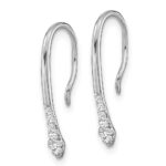 14k White Gold Polished 1/8 carat Diamond Drop Wire Earrings - Image 2