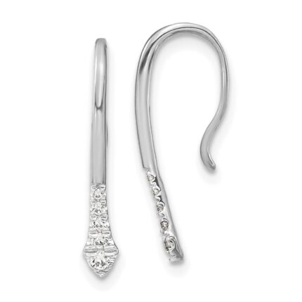 14k White Gold Polished 1/8 carat Diamond Drop Wire Earrings