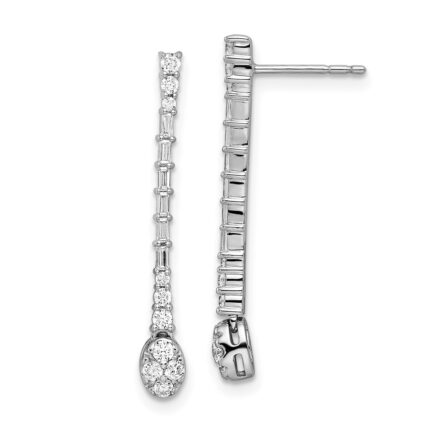 14k White Gold Polished 1/2 carat Diamond Drop Post Earrings