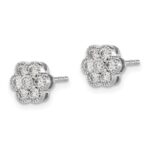 14k White Gold 1/2 carat Diamond Floral Post Earrings - Image 2
