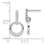 14k White Gold Circle 3/8 carat Diamond Dangle Post Earrings - Image 4