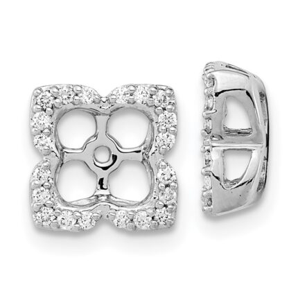 14k White Gold 1/5 carat Diamond Fancy Square Earring Jackets