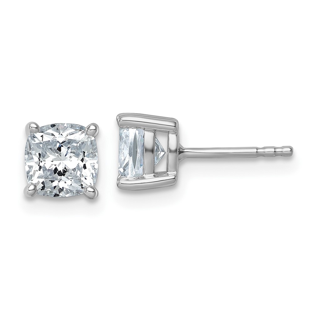 EM8794-200-WAA-1.jpg 14k White Gold 2 carat Certified Lab Grown Diamond VS/SI+ G+ Cushion Complete Four Prong Stud Earrings - Image 1