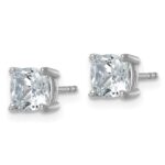 14k White Gold 2 carat Lab Grown Diamond VS+ F+ Cushion Complete Four Prong Stud Earrings - Image 2