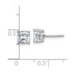 14k White Gold 2 carat Lab Grown Diamond VS+ F+ Cushion Complete Four Prong Stud Earrings - Image 4