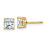 14k 2 carat Lab Grown Diamond VS+ F+ Cushion Complete Four Prong Stud Earrings