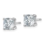 14k White Gold 3 carat Certified Lab Grown Diamond VS/SI+ G+ Cushion Complete Four Prong Stud Earrings - Image 2