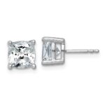 14k White Gold 4 carat Certified Lab Grown Diamond VS+ F+ Cushion Complete Four Prong Stud Earrings