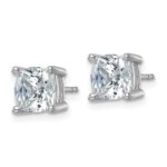 14k White Gold 4 carat Certified Lab Grown Diamond VS+ F+ Cushion Complete Four Prong Stud Earrings - Image 2