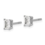 14k White Gold 5/8 carat Lab Grown Diamond VS+ F+ Radiant Complete Four Prong Stud Earrings - Image 2