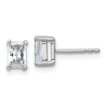 14k White Gold 1 carat Lab Grown Diamond VS/SI+ G+ Radiant Complete Four Prong Stud Earrings