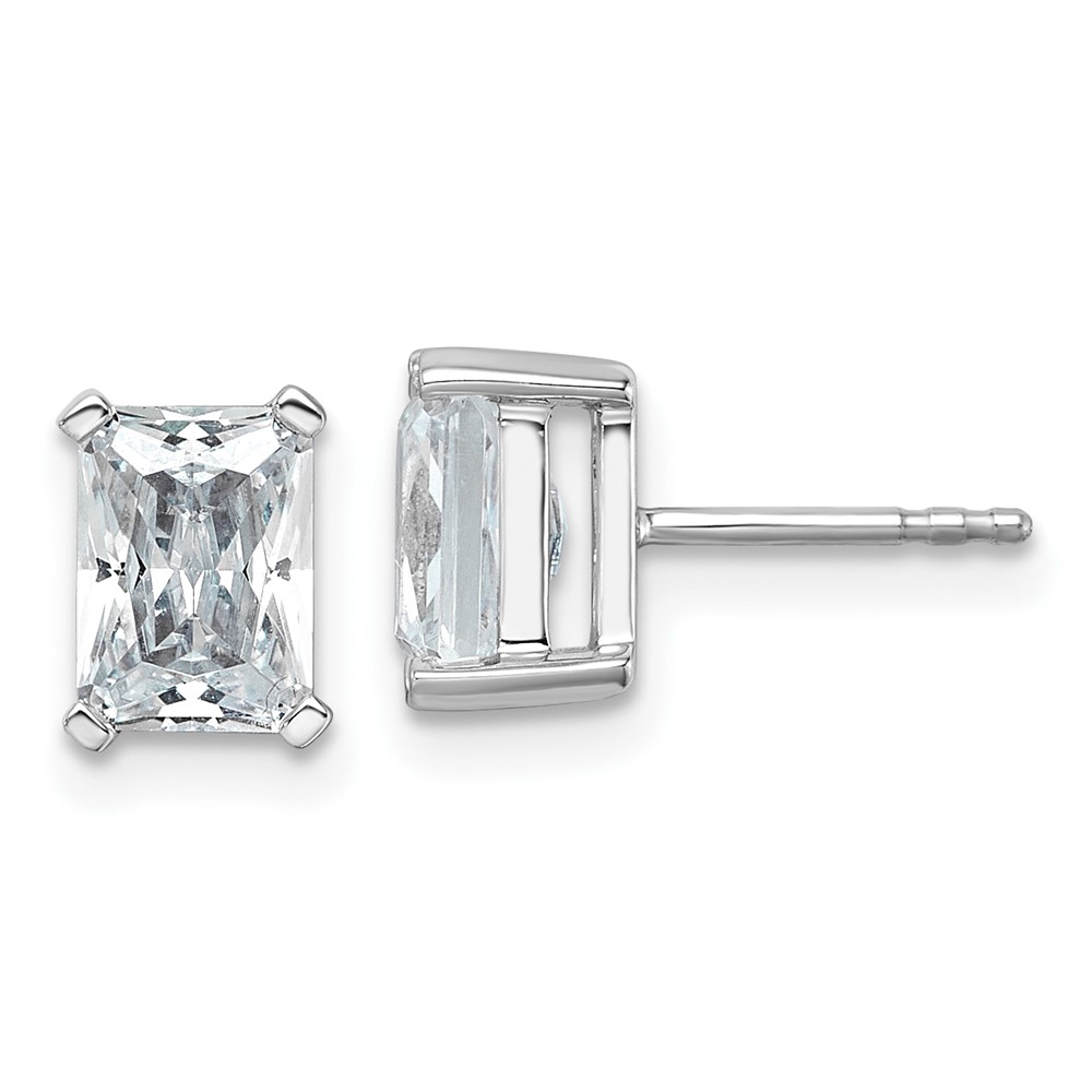 EM8796-300-WAA-4.jpg 14k White Gold 3 carat Lab Grown Diamond VS+ F+ Radiant Complete Four Prong Stud Earrings - Image 1
