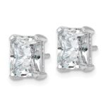 14k White Gold 4 carat Certified Lab Grown Diamond VS/SI+ G+ Radiant Complete Four Prong Stud Earrings - Image 2