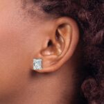 14k White Gold 5 carat Certified Lab Grown Diamond VS/SI+ G+ Radiant Complete Four Prong Stud Earrings - Image 3