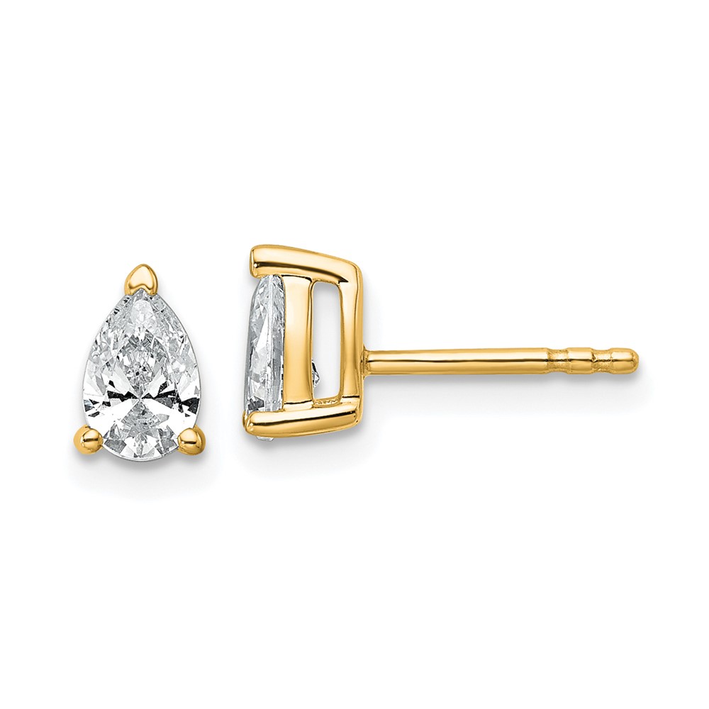 EM8797-075-YAA.jpg 14ky .75ct Pear 3 Prong Earring Mountings - Image 1