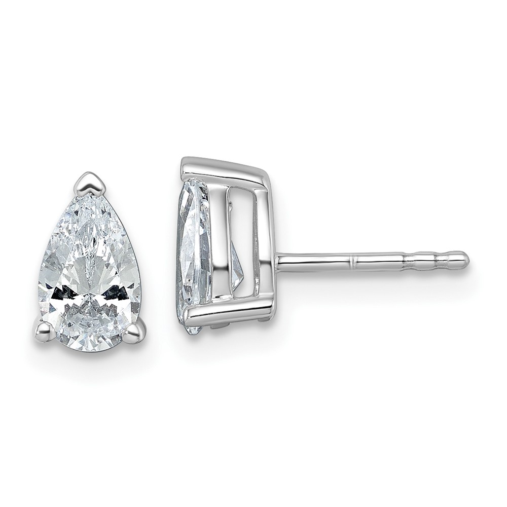EM8797-150-WAA.jpg 14k White Gold 1 1/2 carat Lab Grown Diamond VS+ F+ Complete Pear Three Prong Stud Earrings - Image 1