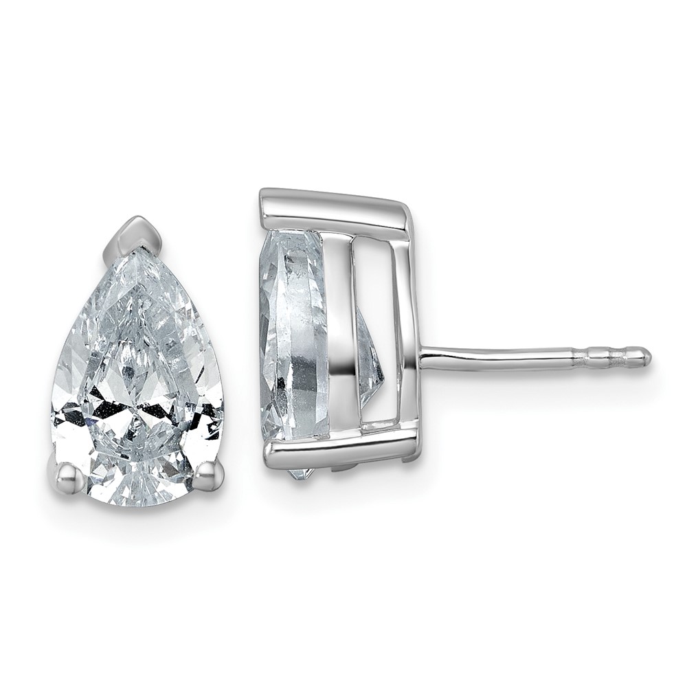 EM8797-400-WAA.jpg 14k White Gold 4 carat Lab Grown Diamond VS/SI+ G+ Complete Pear Three Prong Stud Earrings - Image 1