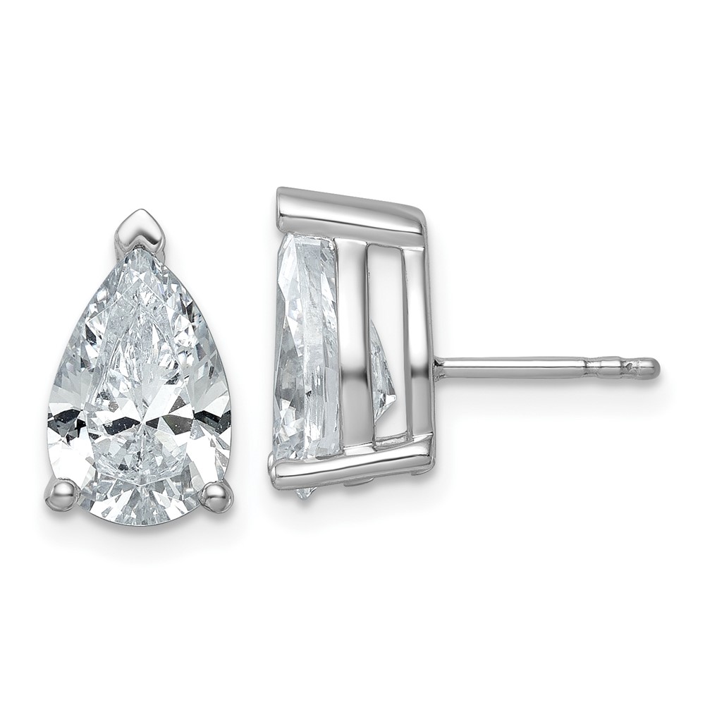 EM8797-500-WAA.jpg 14k White Gold 5 carat Lab Grown Diamond VS/SI+ G+ Complete Pear Three Prong Stud Earrings - Image 1