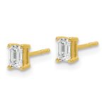 14k 3/4 carat Lab Grown Diamond VS+ F+ Emerald Complete Four Prong Stud Earrings - Image 2