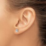 14k White Gold 1 carat Lab Grown Diamond VS/SI+ G+ Emerald Complete Four Prong Stud Earrings - Image 3