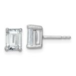 14k White Gold 2 carat Certified Lab Grown Diamond VS+ F+ Emerald Complete Four Prong Stud Earrings
