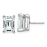 14k White Gold 6 carat Lab Grown Diamond VS+ F+ Emerald Complete Four Prong Stud Earrings