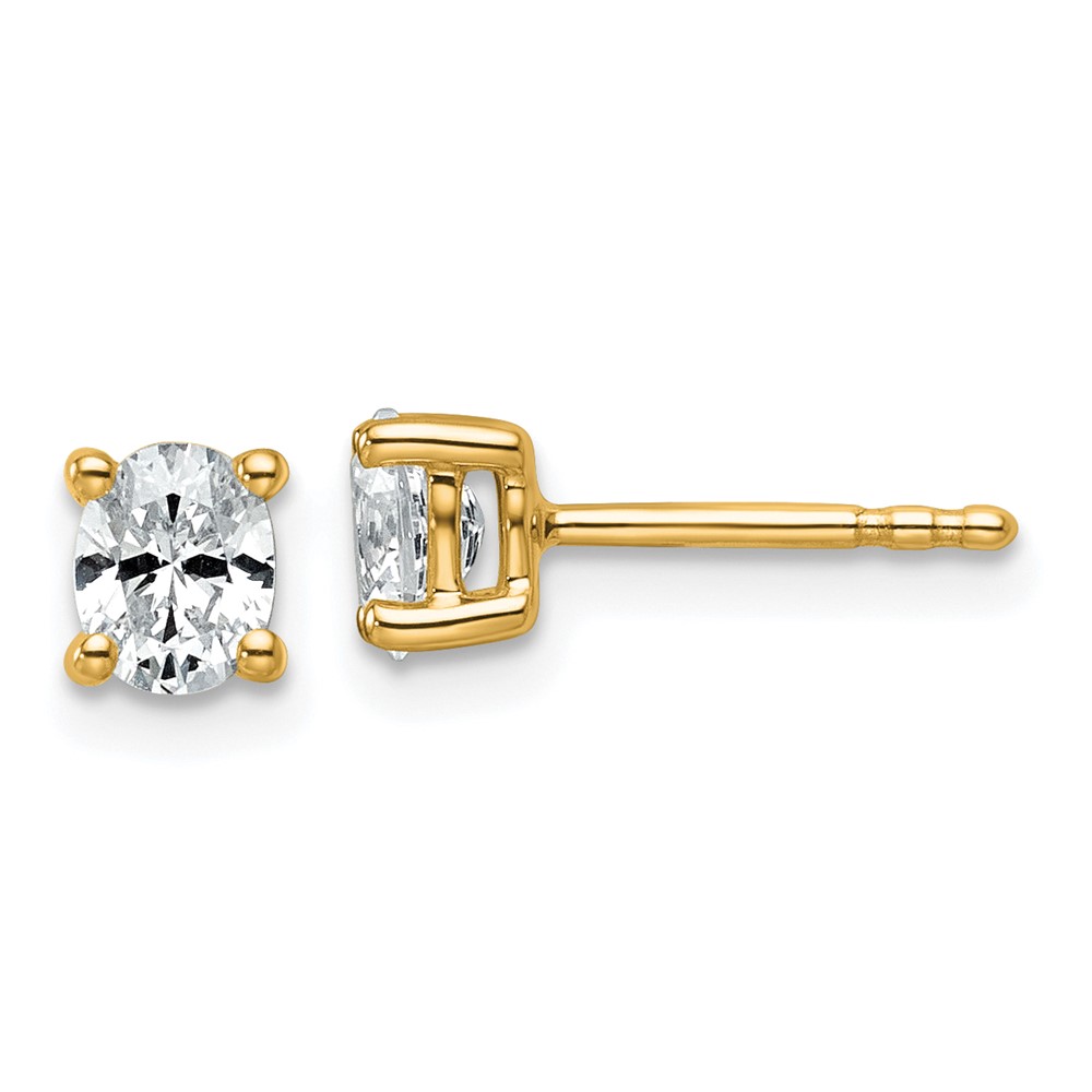 EM8799-050-YAA-4.jpg 14k 1/2 carat Lab Grown Diamond VS/SI+ G+ Complete Oval Four Prong Stud Earrings - Image 1