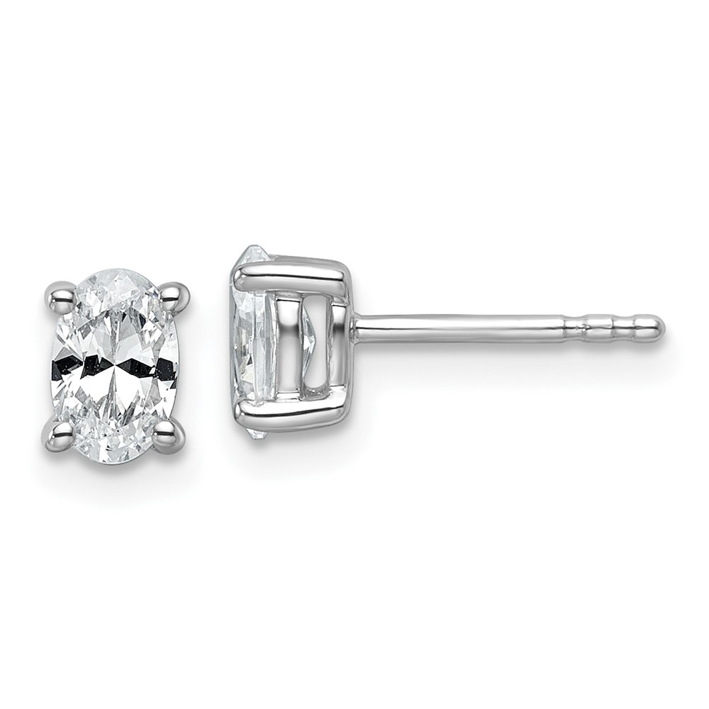 EM8799-075-WAA-1.jpg 14k White Gold 3/4 carat Lab Grown Diamond VS+ F+ Complete Oval Four Prong Stud Earrings - Image 1