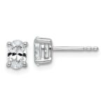 14k White Gold 3/4 carat Lab Grown Diamond VS/SI+ G+ Complete Oval Four Prong Stud Earrings