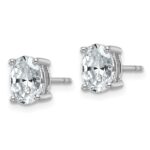 14k White Gold 1 1/2 carat Lab Grown Diamond VS+ F+ Complete Oval Four Prong Stud Earrings - Image 2