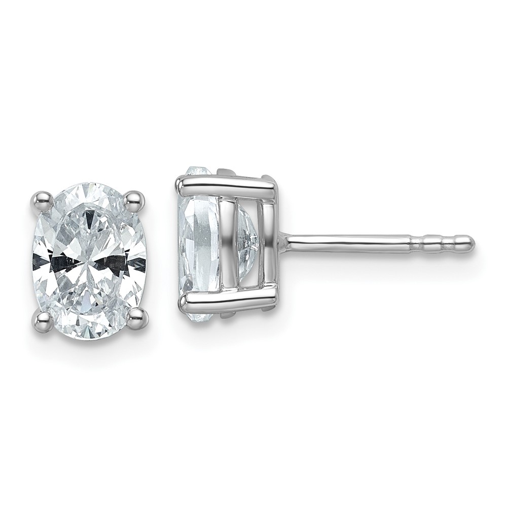 EM8799-150-WAA-4.jpg 14k White Gold 1 1/2 carat Lab Grown Diamond VS/SI+ G+ Complete Oval Four Prong Stud Earrings - Image 1
