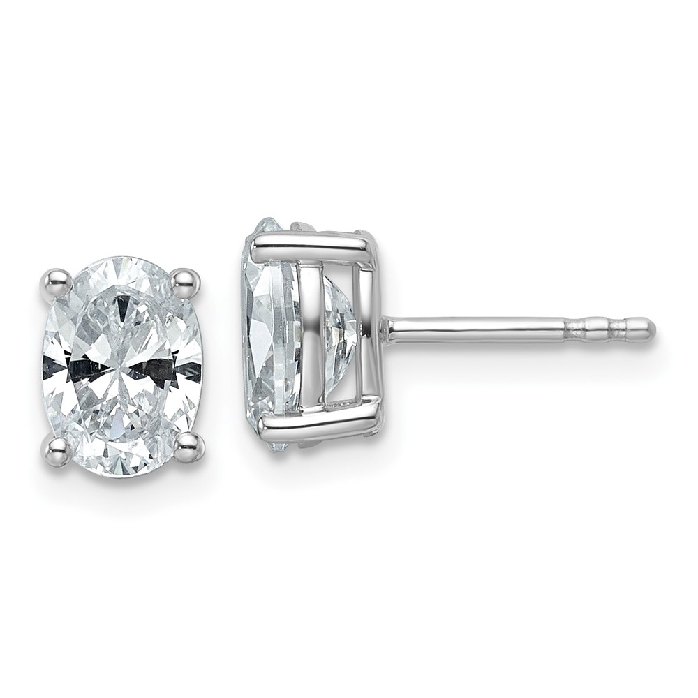 EM8799-200-WAA-1.jpg 14k White Gold 2 carat Certified Lab Grown Diamond VS/SI+ G+ Complete Oval Four Prong Stud Earrings - Image 1