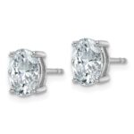 14k White Gold 2 carat Certified Lab Grown Diamond VS/SI+ G+ Complete Oval Four Prong Stud Earrings - Image 2