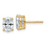14k 2 carat Lab Grown Diamond VS/SI+ G+ Complete Oval Four Prong Stud Earrings